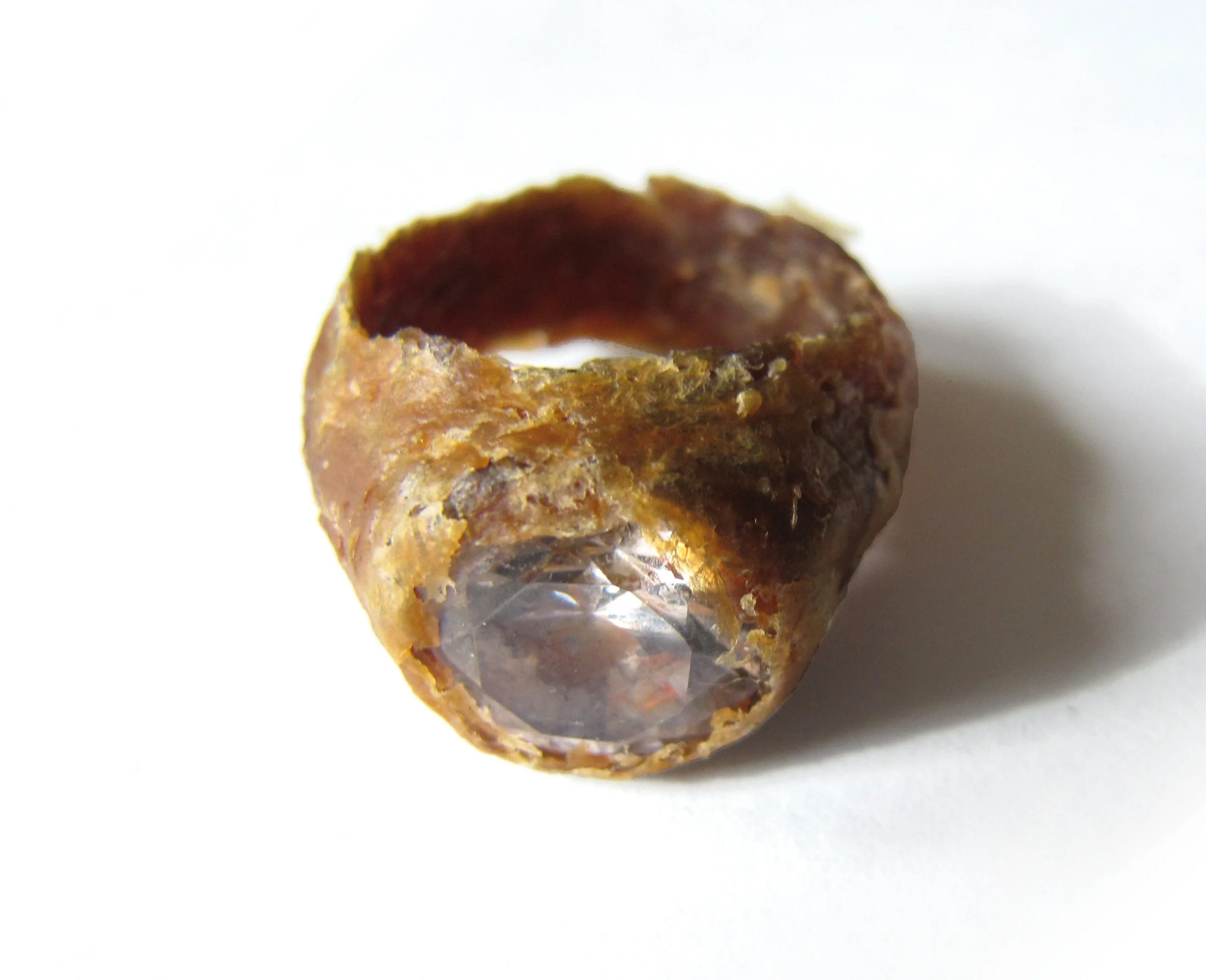 Meat ring, meat and swarovski ring-object