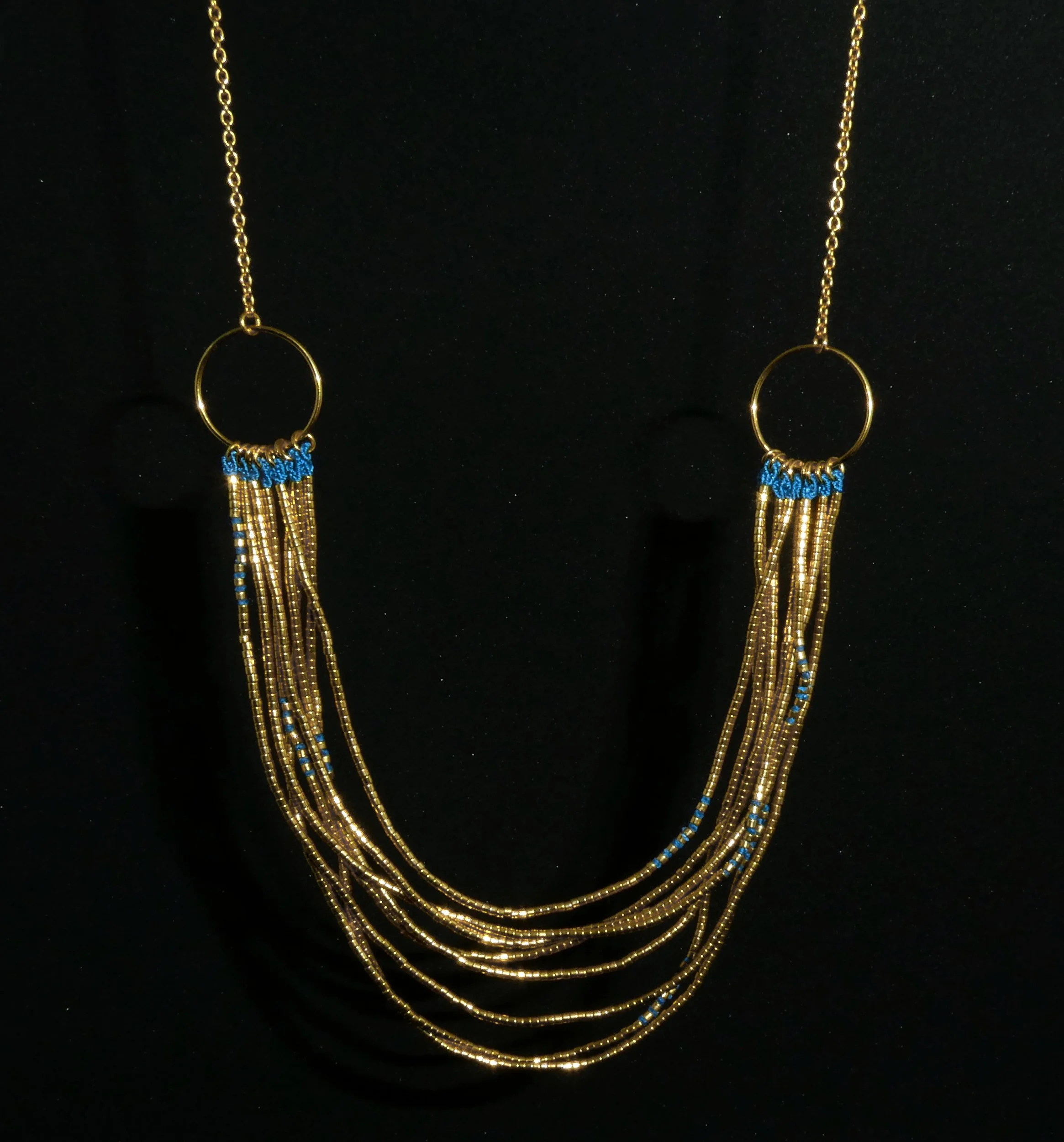 Miyuki beads and gold plated necklace