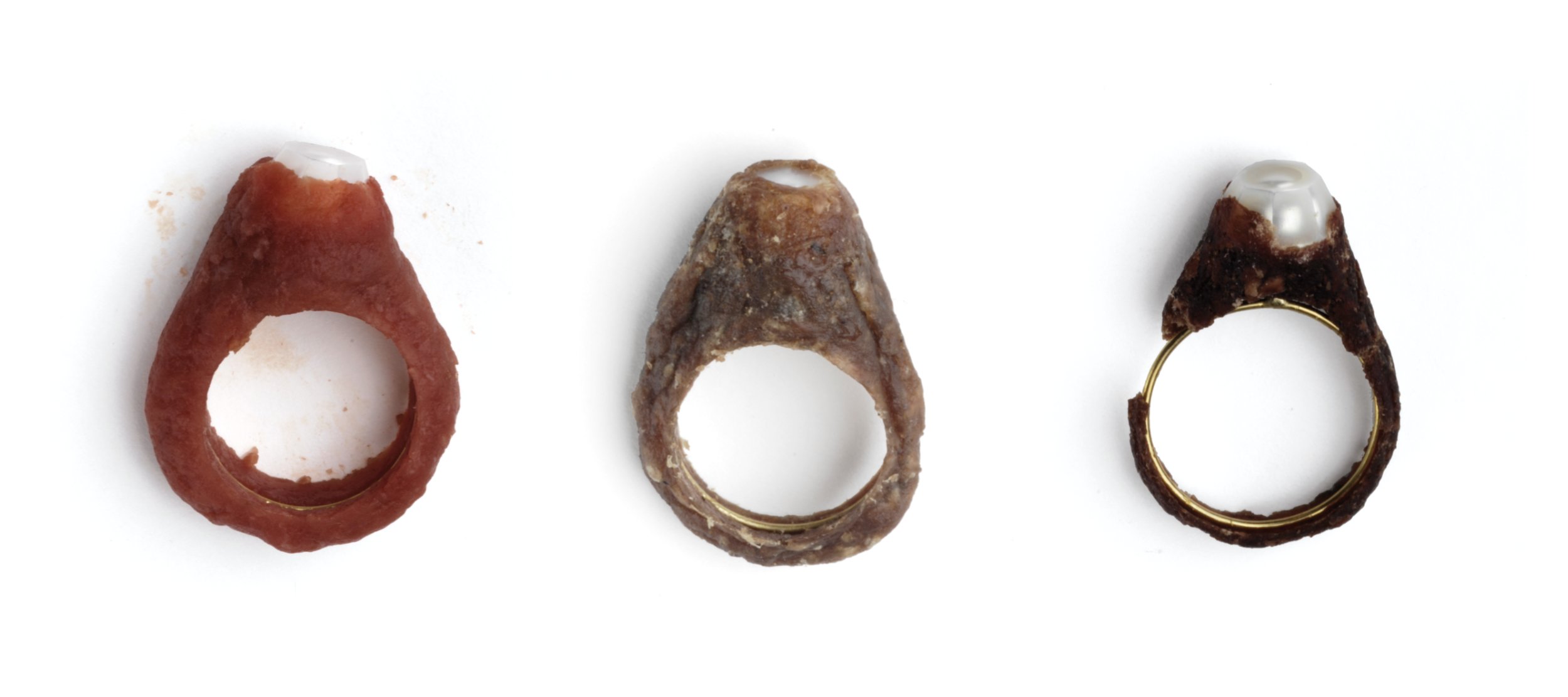 Getting to the Gold-Meat: 18k gold, beef meat, carved pearls