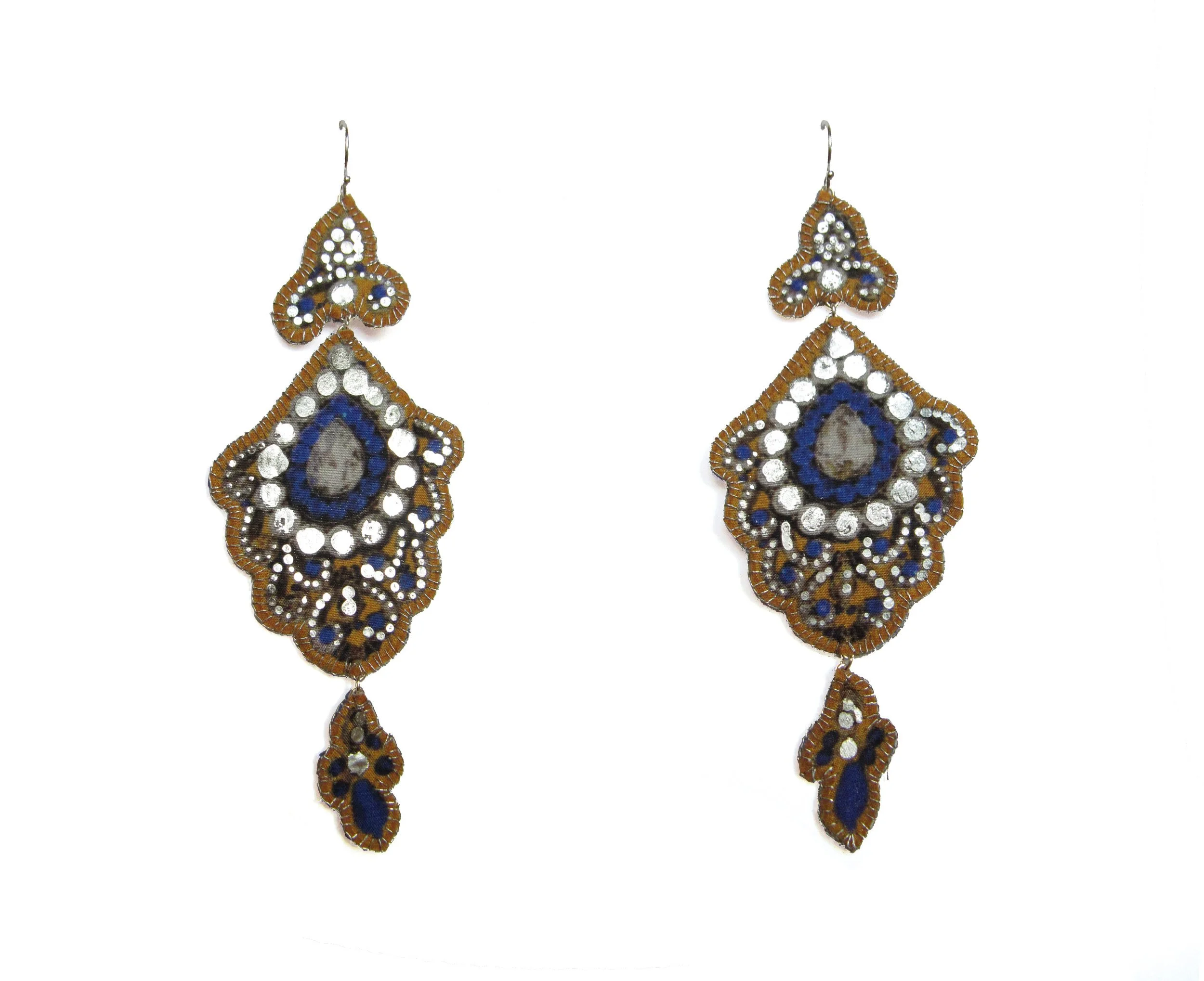 Shadi: printed silk, silver leaf, silver hook