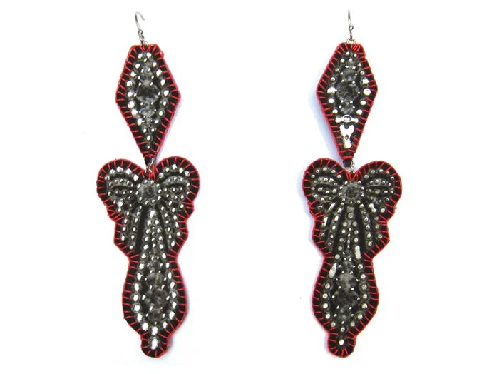 Topazia: printed silk, silver leaf, silver hook