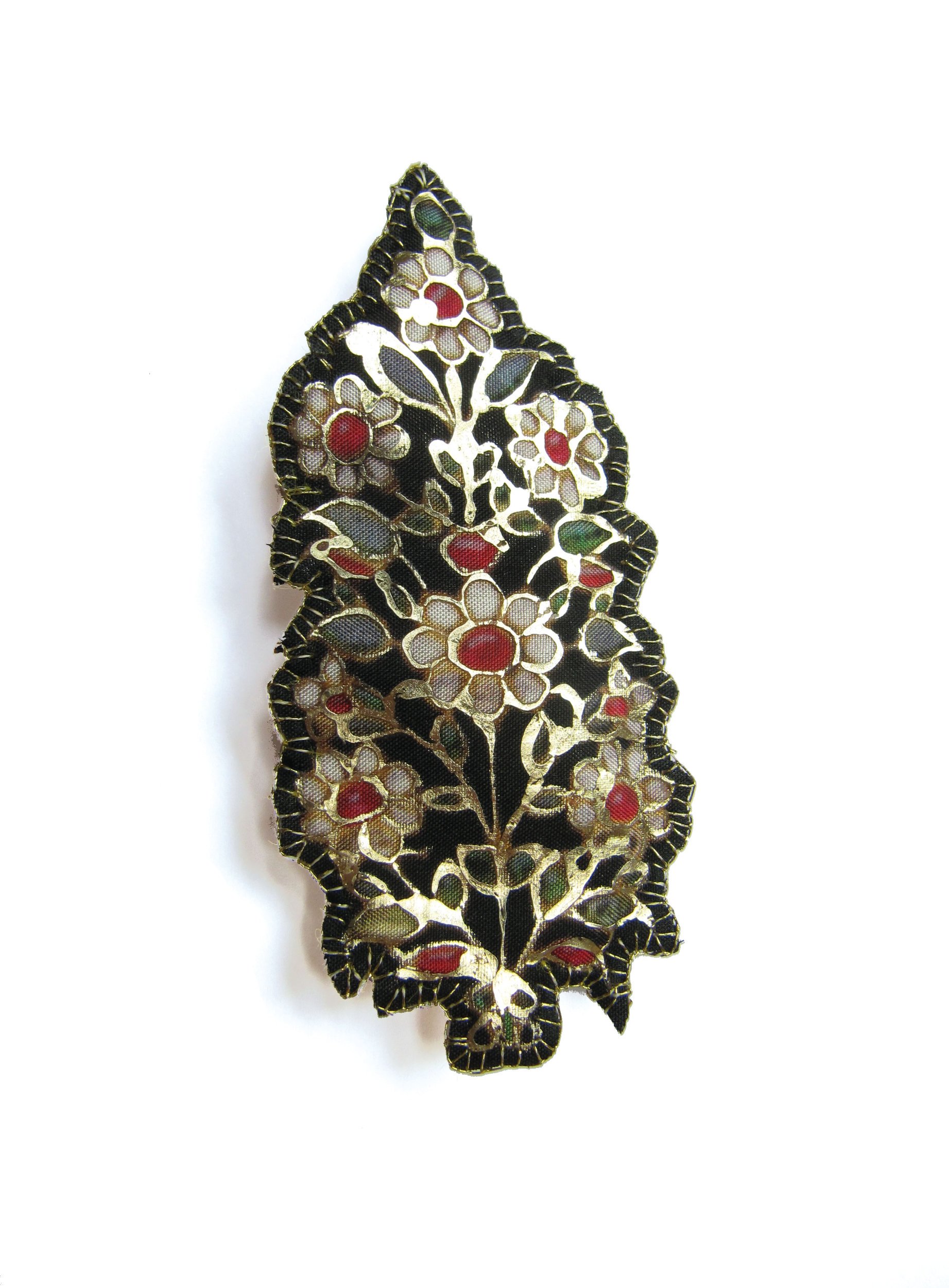 Rajasthan: printed silk, gold leaf, metal brooch