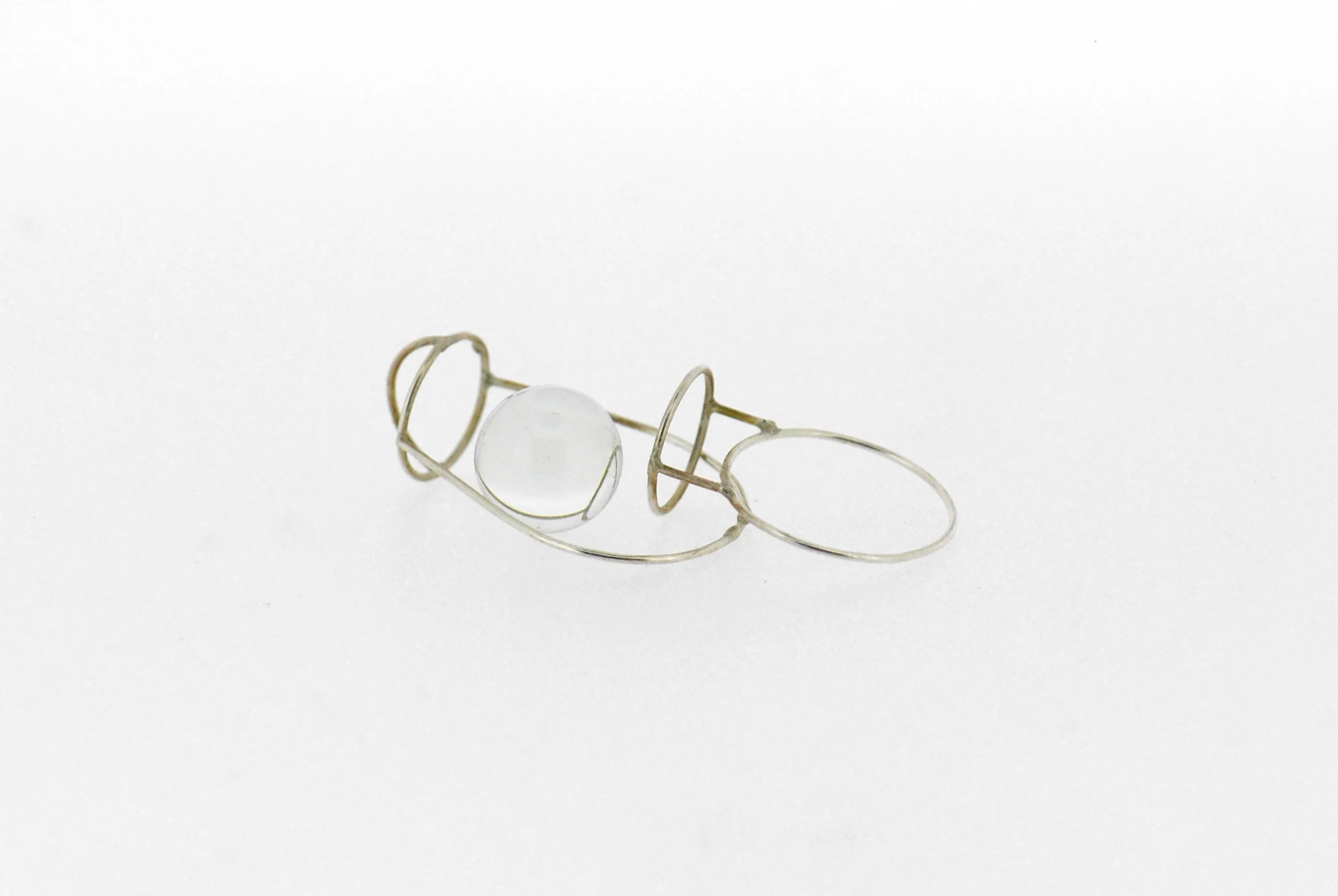 Silver and marble ring