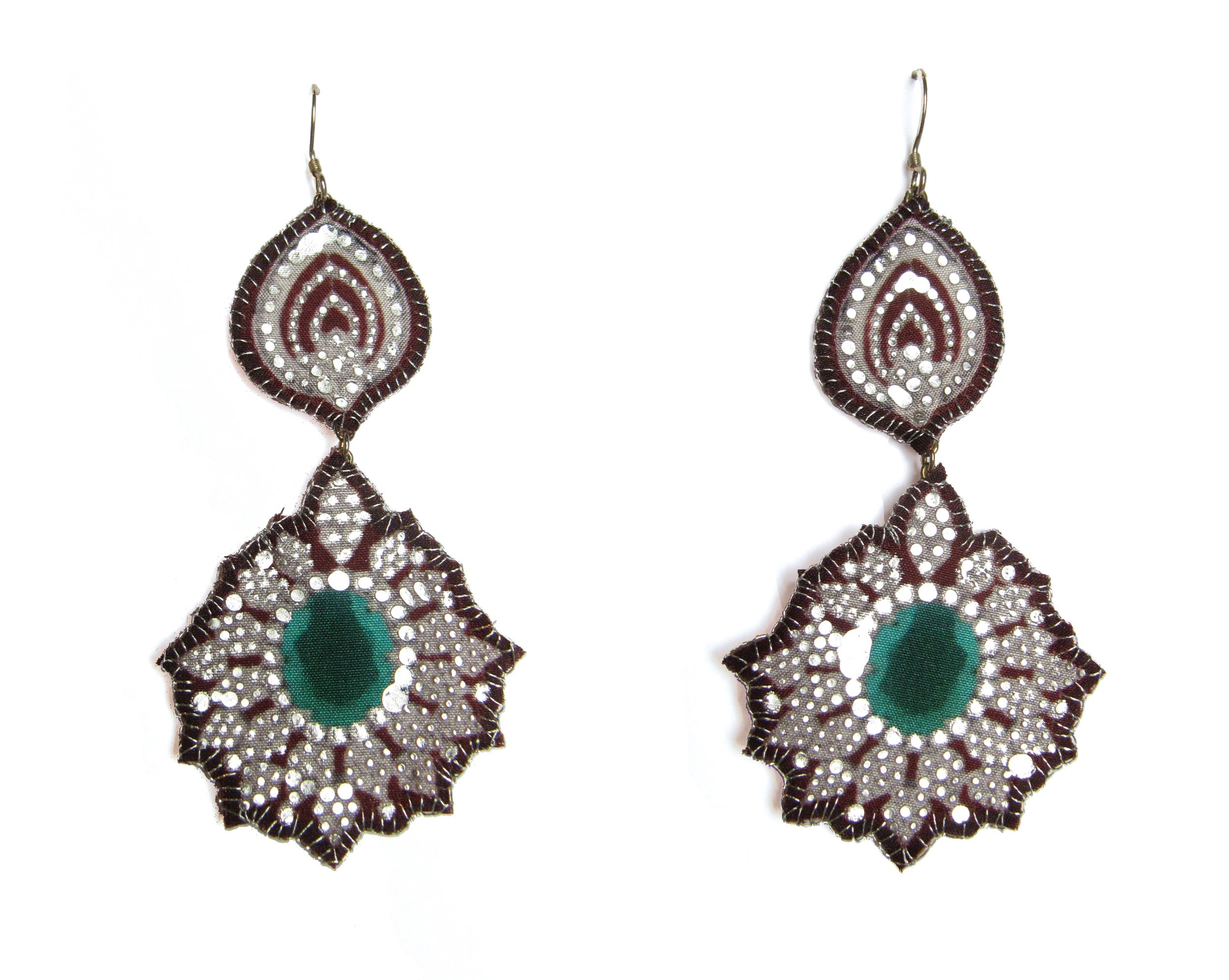 Motiwala: printed silk, silver leaf, silver hook