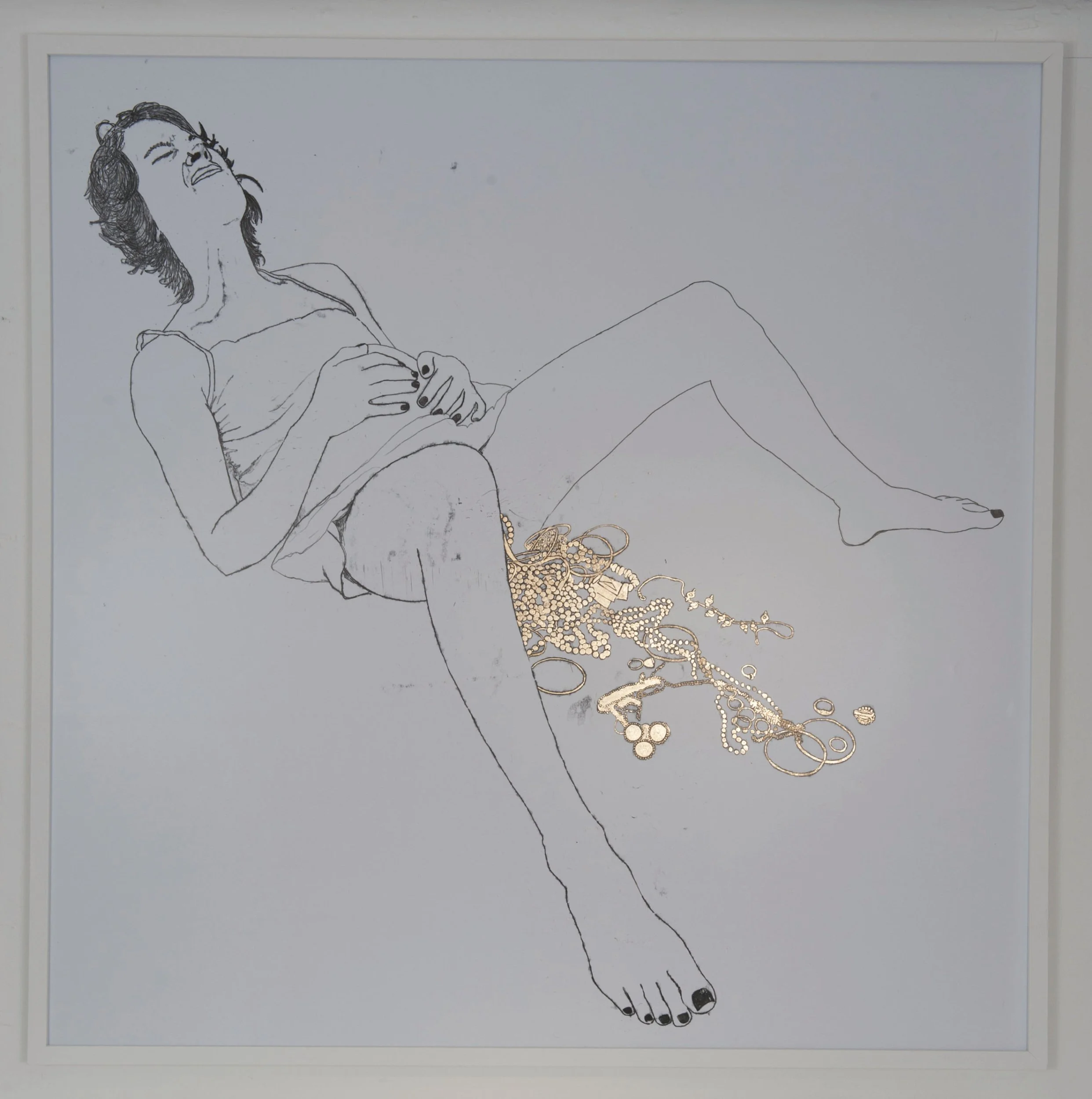 Creation: monoprint and gold leaf