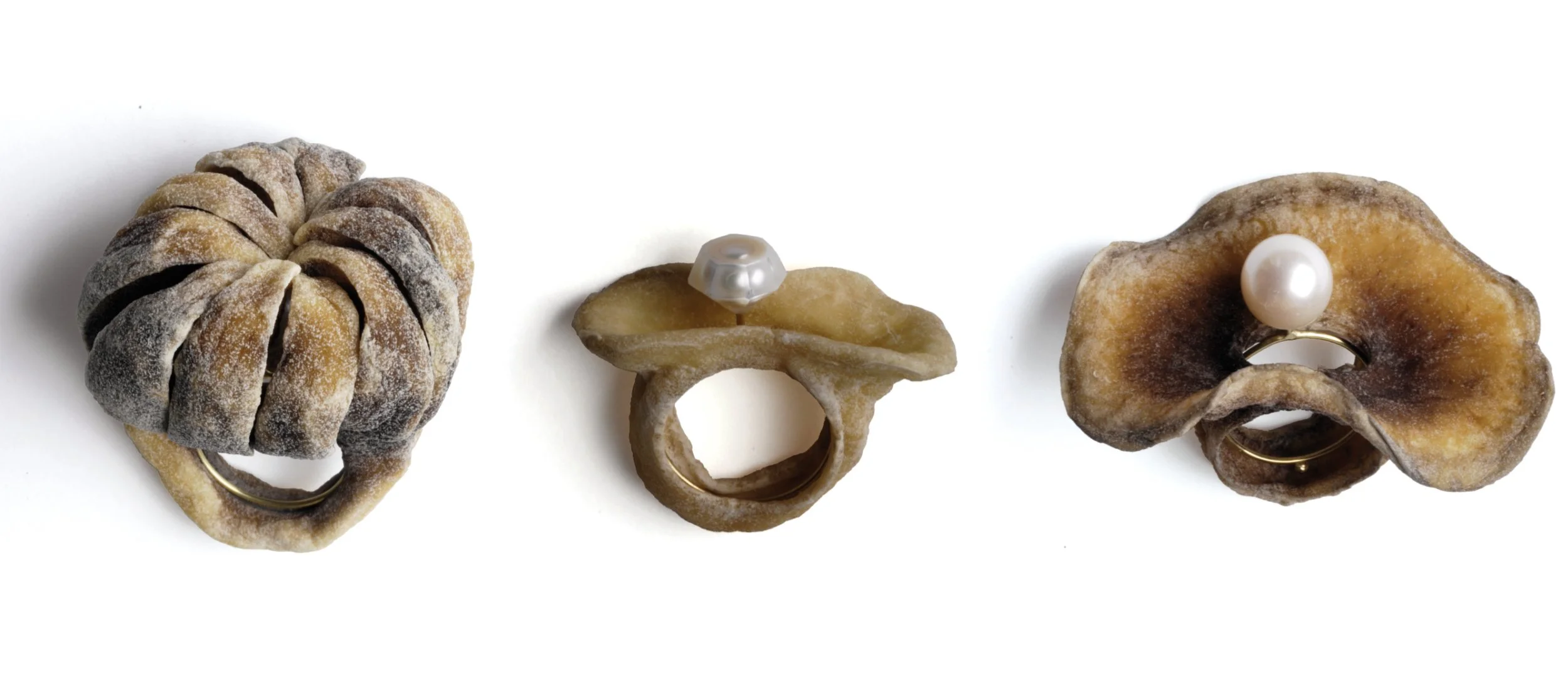 Getting to the Gold-Potato: 18k gold, dried potato, carved pearls