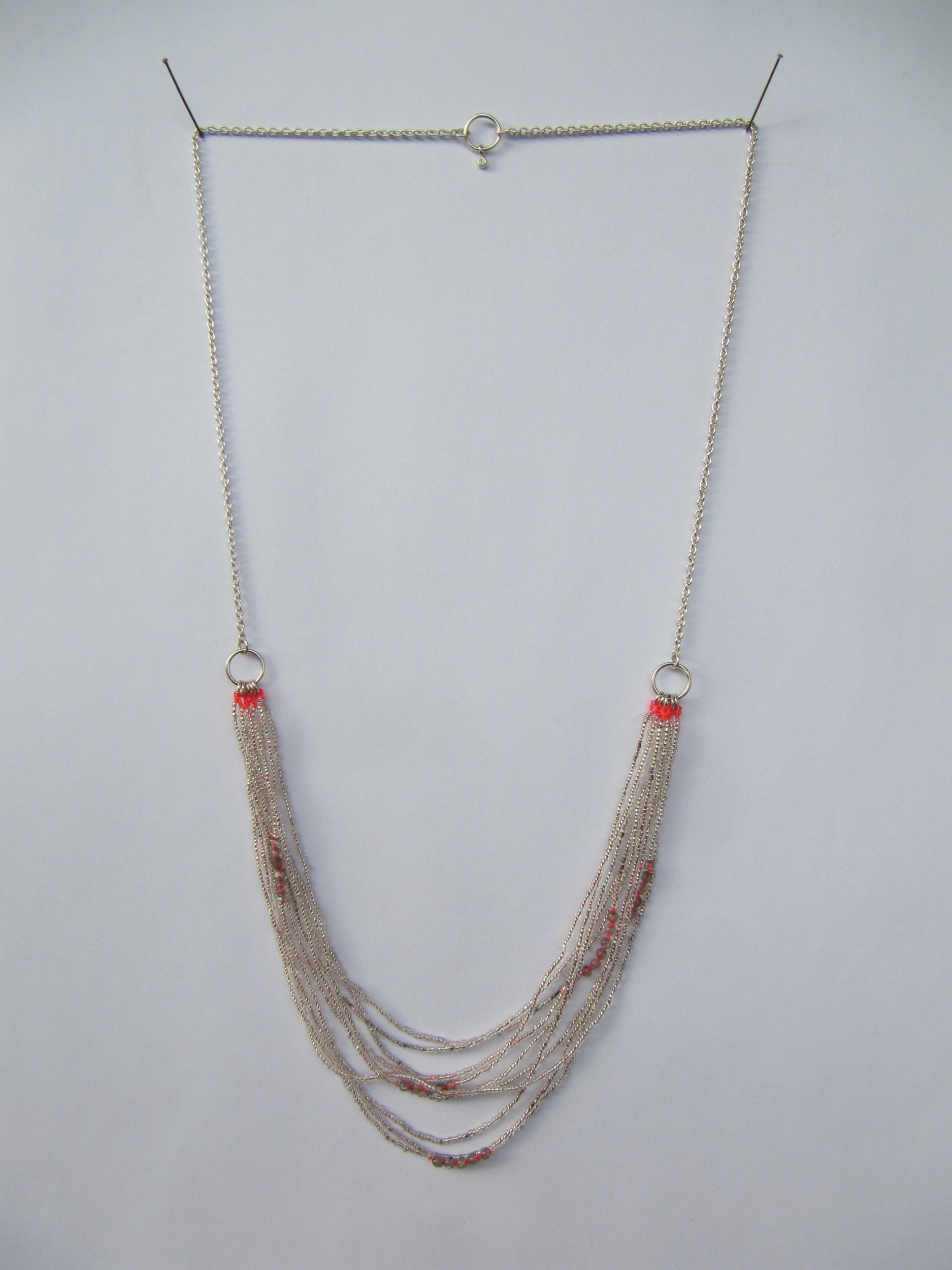mini glass beads and silver necklace