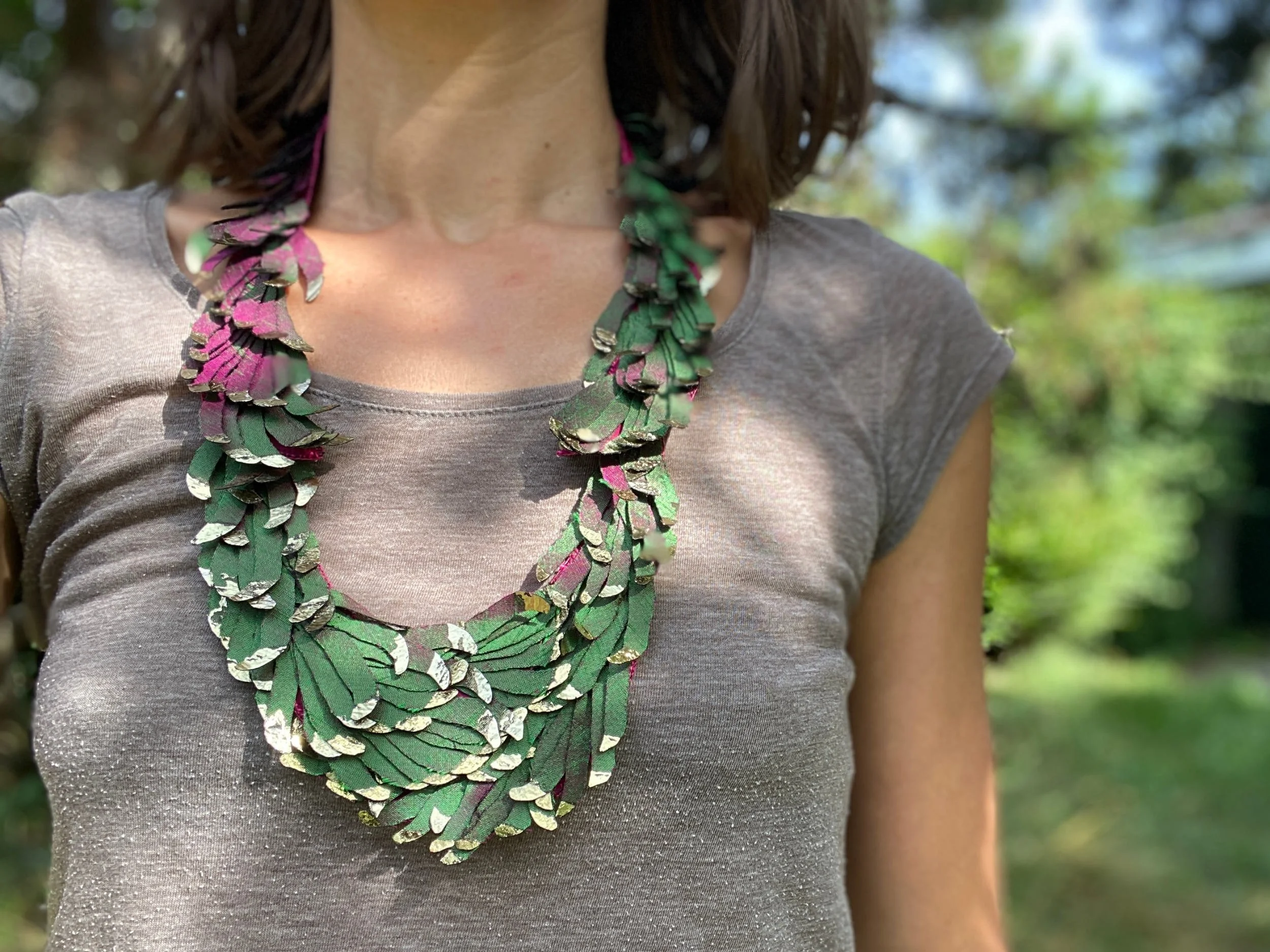 In The Woods: silk and gold leaf