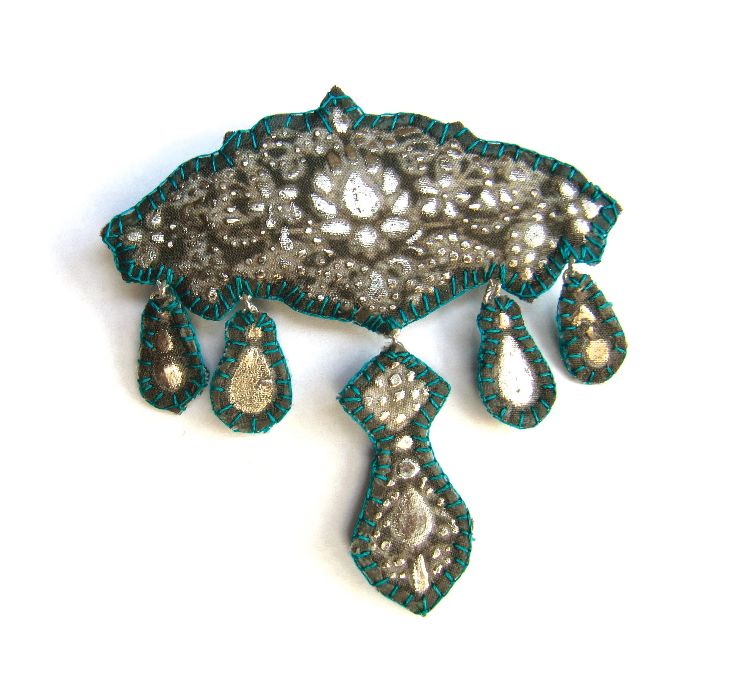 Princes Von Thurn und Taxis: : printed silk, silver leaf, metal brooch
