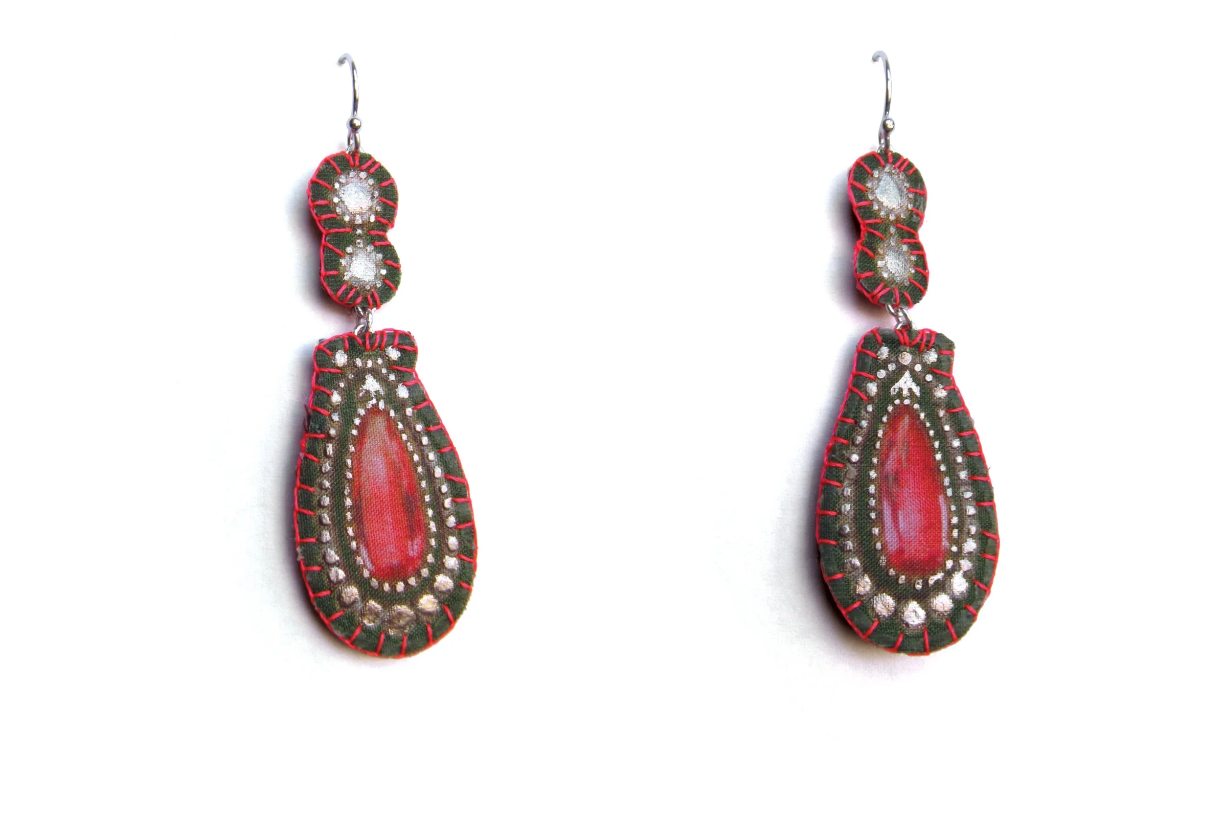 Pavlovna: printed silk, silver leaf, silver hook