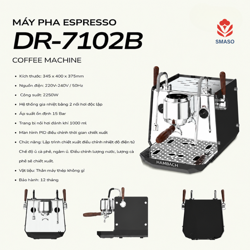 Máy Pha Cà Phê Espresso DR-7102B