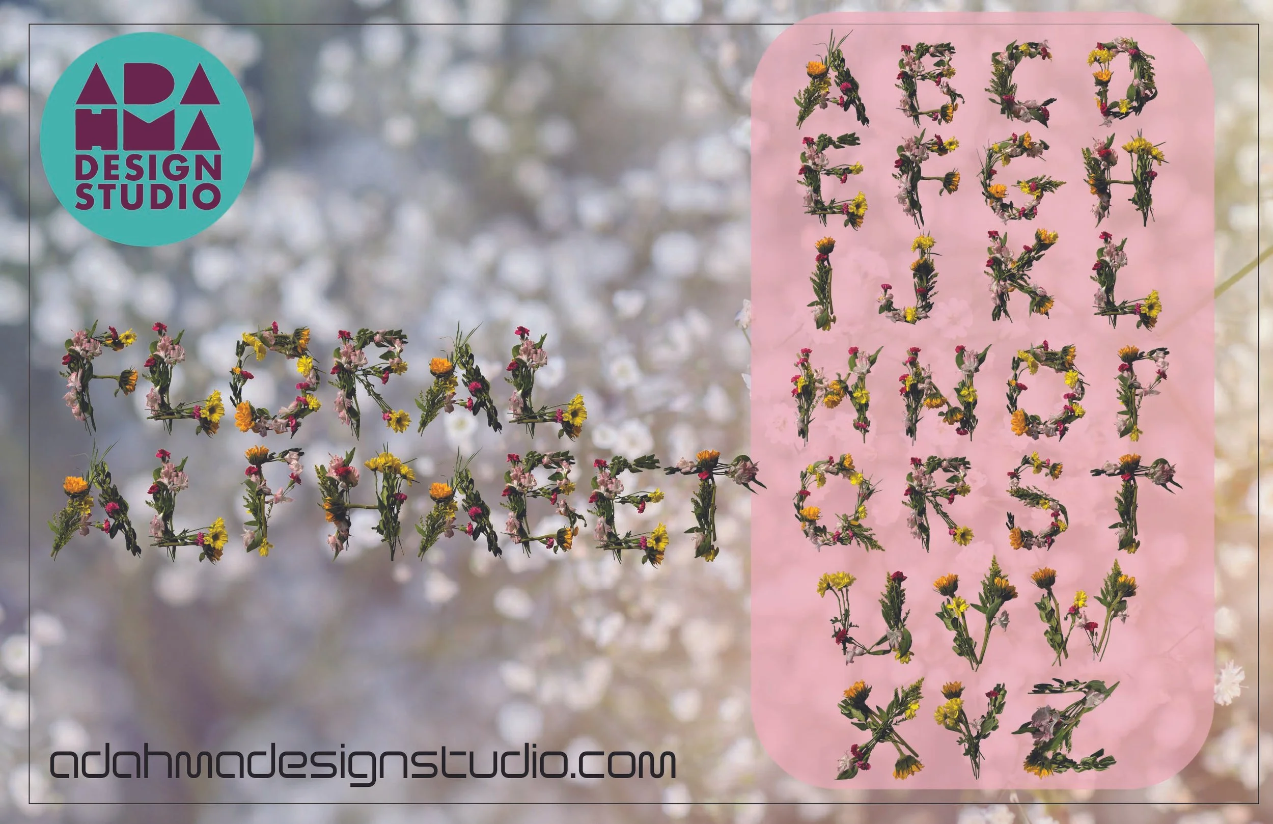 Floral Alphabet-Floral Lettering Clip Art