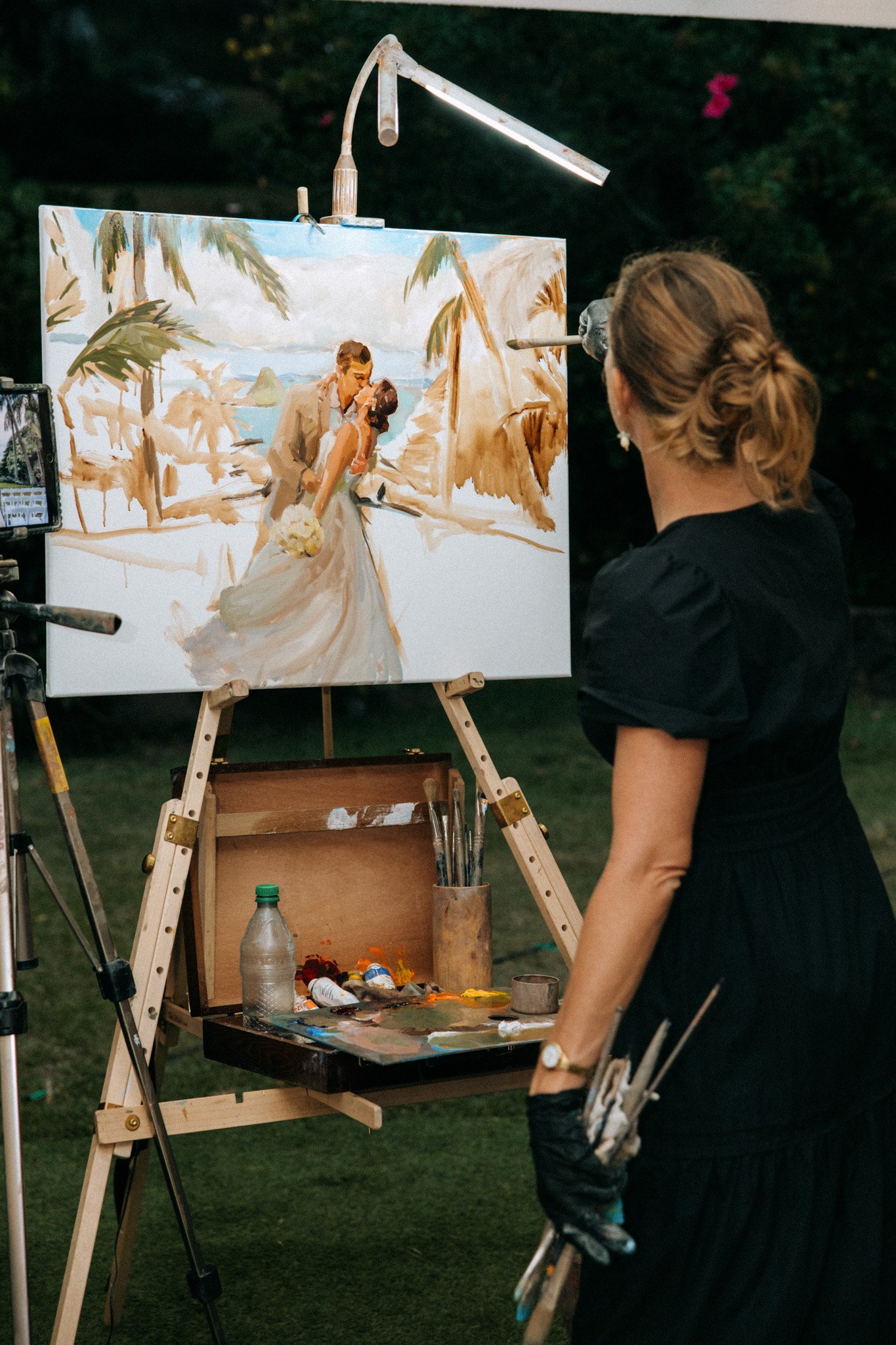 Live Wedding Painting at Kualoa Ranch, Oahu