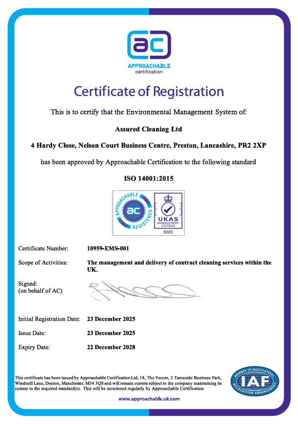 Helping Assured Cleaning Services Achieve ISO 9001 &amp; ISO 14001