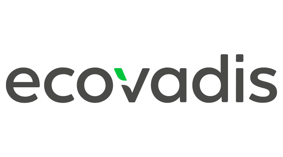 EcoVadis logo with black text and a small green accent on the letter 'v'.