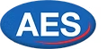AES logo with blue background and white text