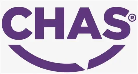 Logo of CHAS with purple text and a curved line underneath.