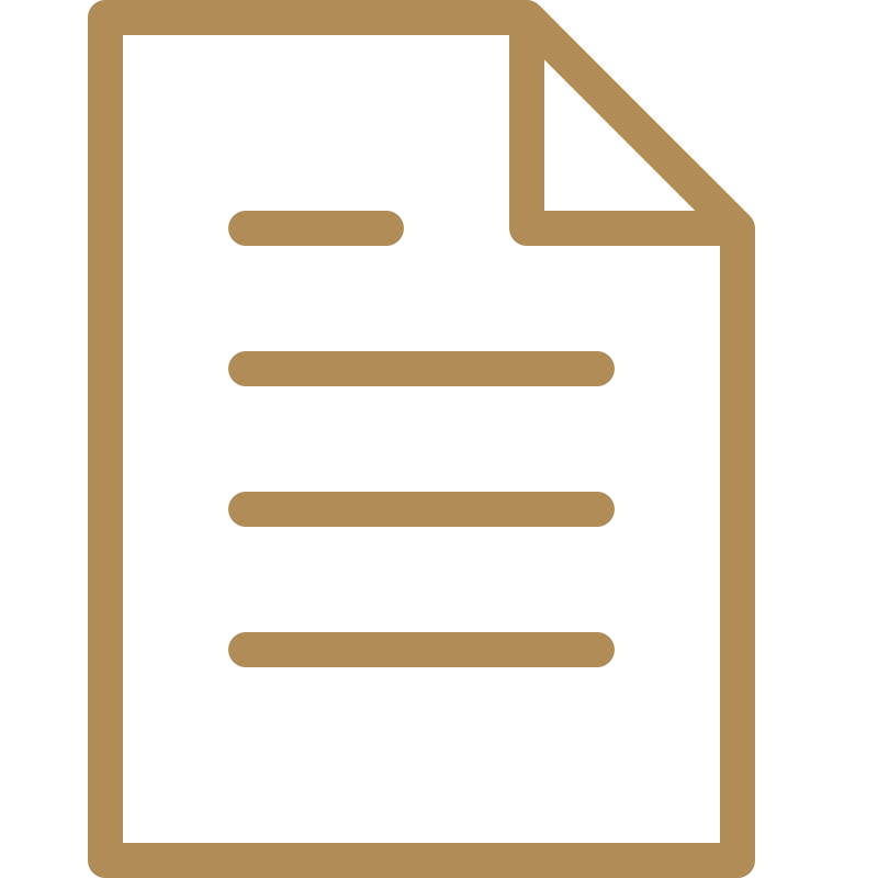 Outline of a document or file with horizontal lines representing text, and a folded corner at the top right.