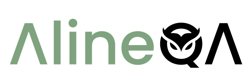 The image features the name 'Aline' written with a stylized 'A' and the word 'Alum' in black text next to it.