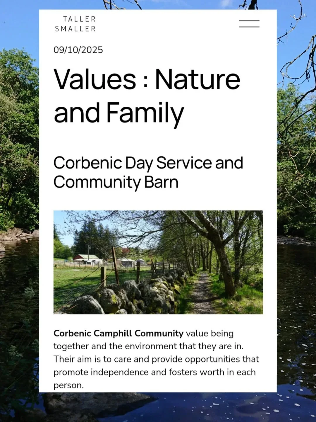 New blog post on our work with @corbeniccamphillcommunity 

Values - Nature &amp; Family

Corbenic Camphill Community&nbsp;value being together and the environment that they are in. Their aim is to care and provide opportunities that promote independ