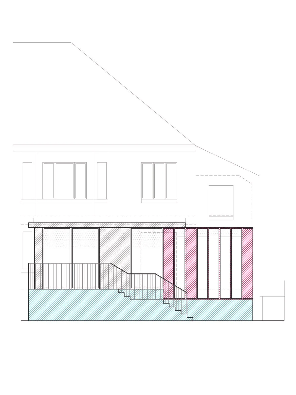 Elevation study for proposed extension to a house on Murrayfield Drive, Edinburgh