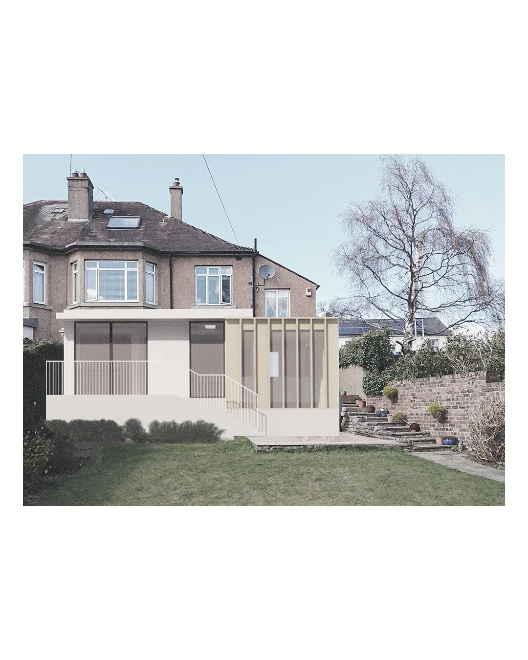 Elevation study for proposed extension to a house on Murrayfield Drive, Edinburgh