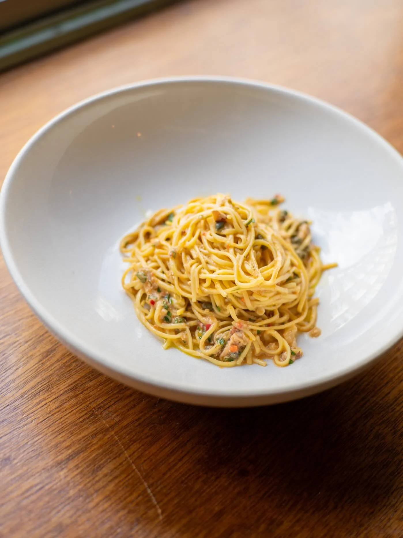 A few shots from the lasts seven days, enjoying what sunshine is coming through today with a brown crab linguini, hand rolled and cut in house. 
#shoreditch #pasta