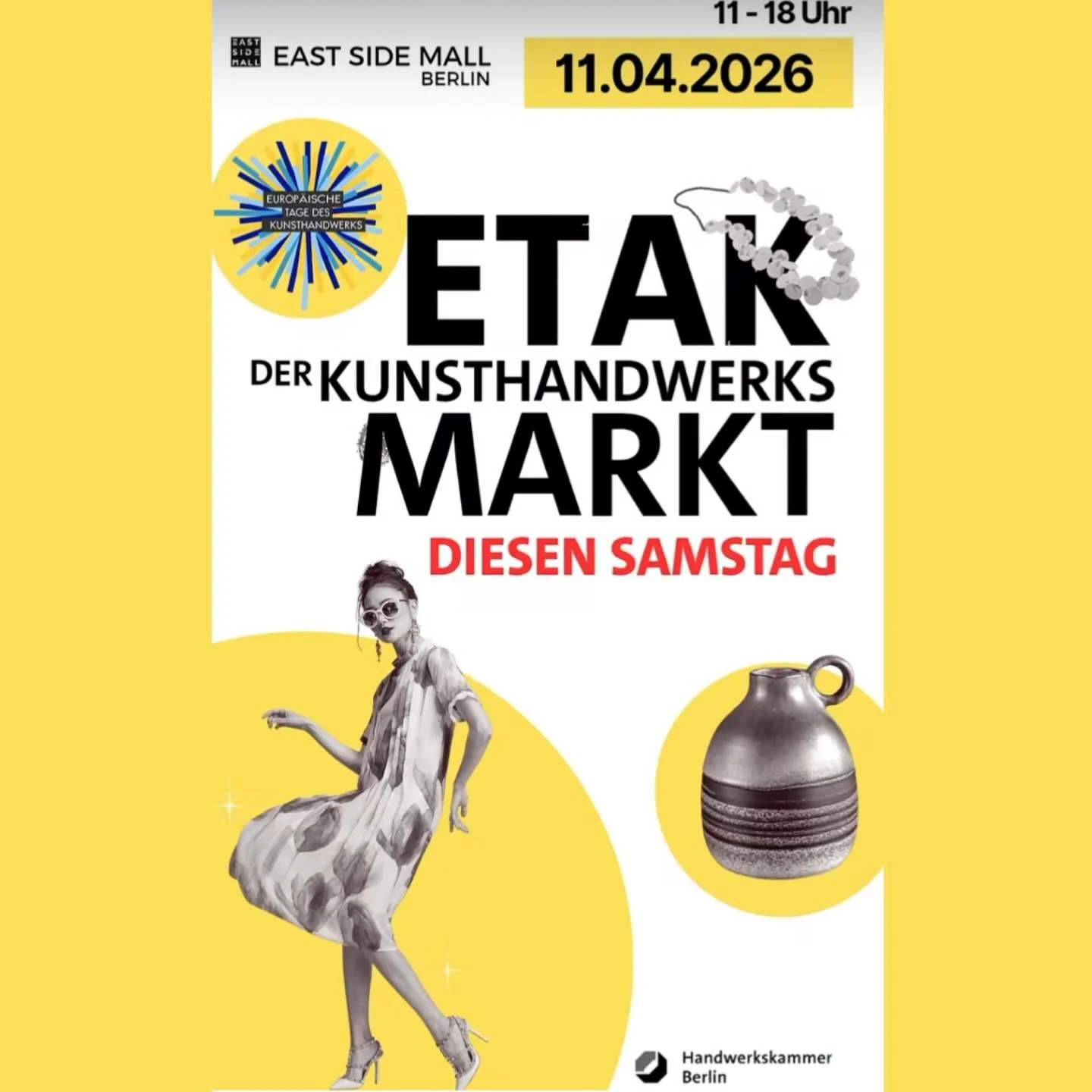 der polykiosk, vertreten durch @helmut_menzel auf dem etak-markt berlin am Samstag

Europ&auml;ische Tage des Kunsthandwerks, offene Ateliers und Galerien
in Berlin Freitag bis Sonntag den 10.4.bis 12.4.2026.
Dazu der etak-markt in der east side mall