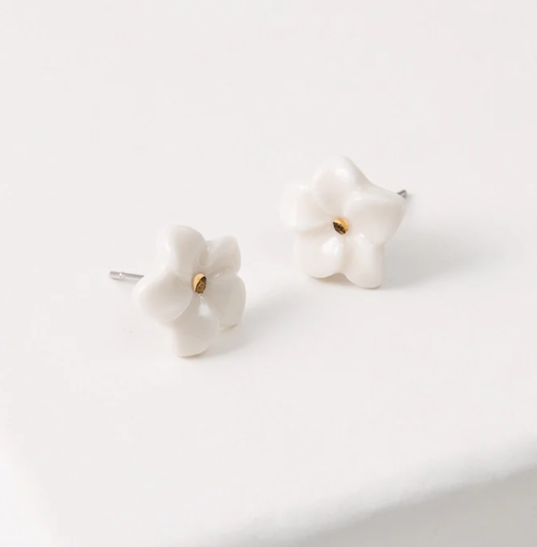 Porcelain Plumeria Studs