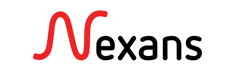 Nexans logo with stylized "N" in red and black text