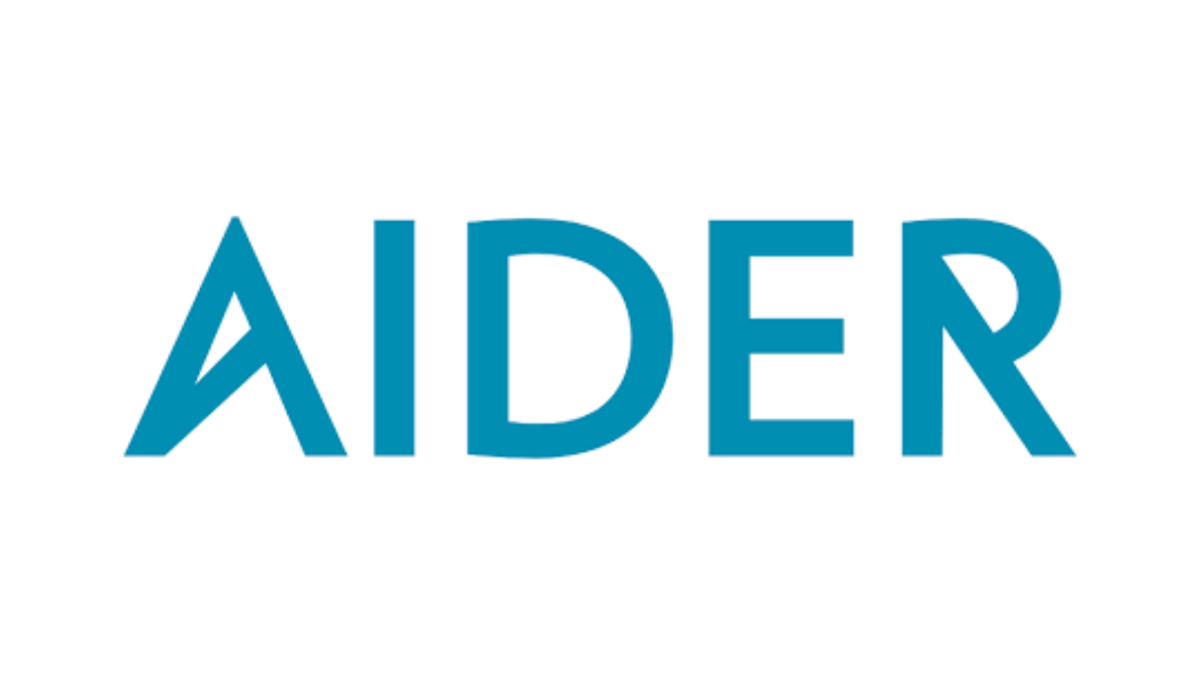 Blue text logo with the word "AIDER" in uppercase on a white background.