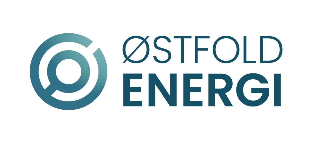 Østfold Energi logo with blue circular symbol and text.