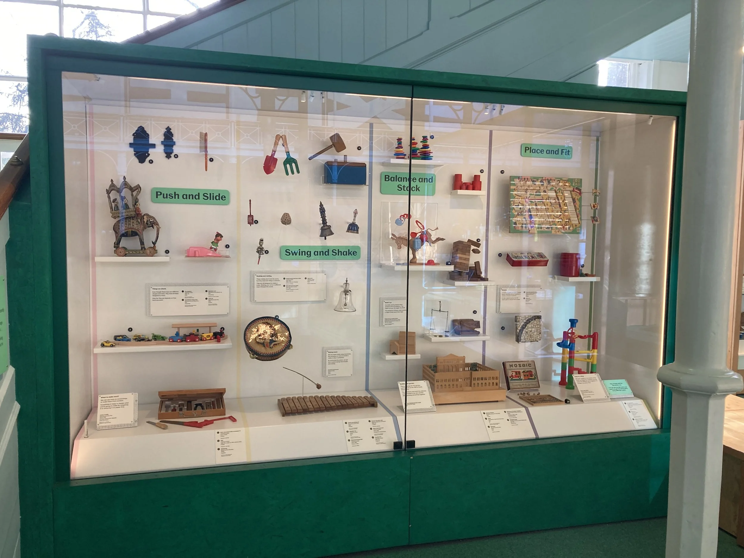 A display in 'Moving and Making' in the Play Gallery