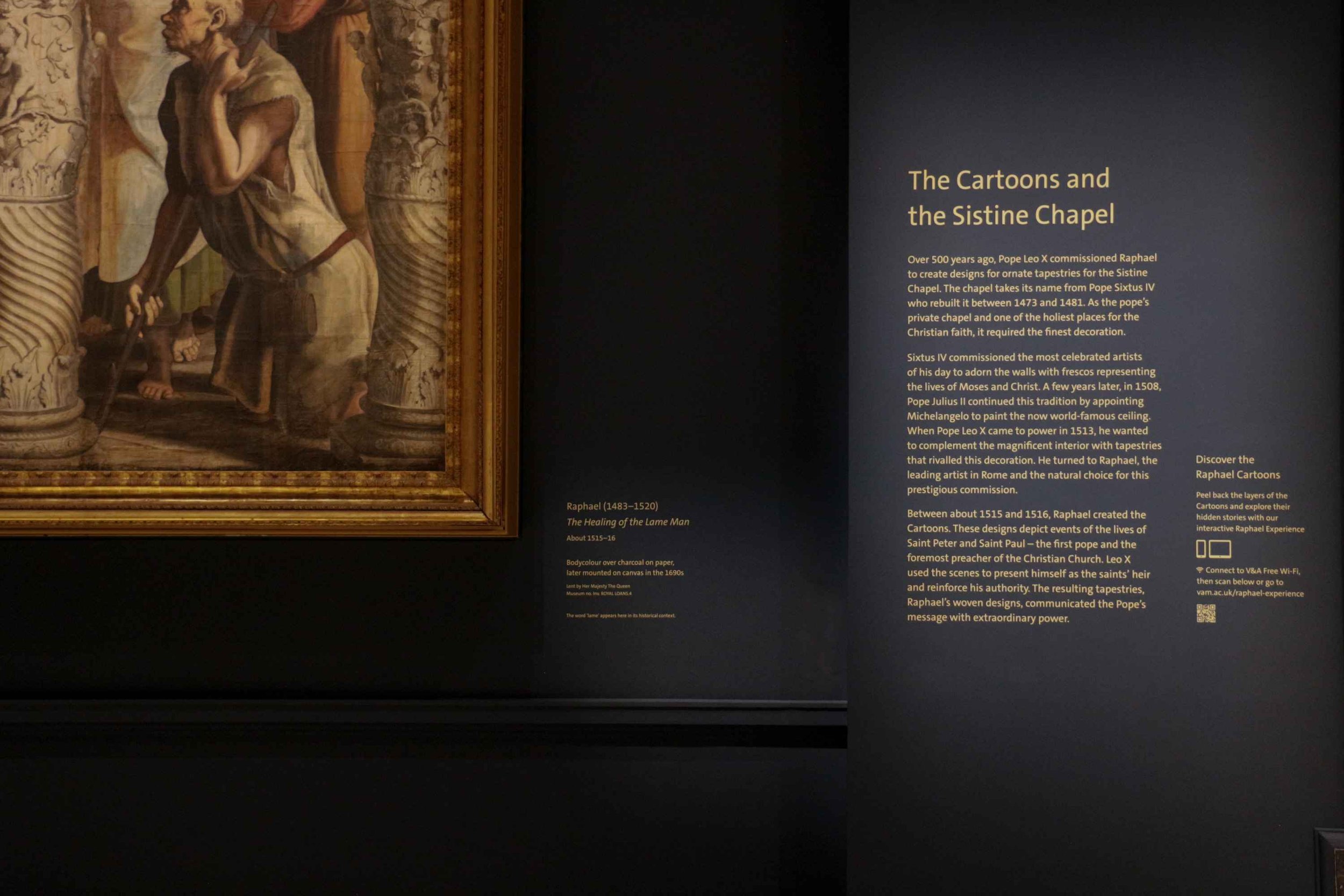 A view of interpretive text in the Raphael Court