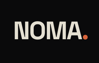The text 'NOMA.' in large white letters on a black background.