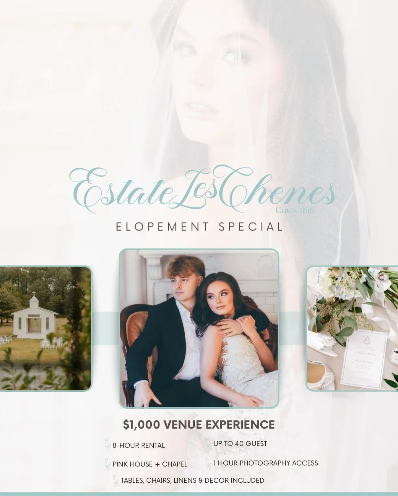Not every love story needs a massive guest list.
Some just need the right setting. 🤍

For a limited time, Estate Les Ch&ecirc;nes is offering a February&ndash;March 2026 Elopement Special. Designed for couples who want something intimate, timeless, 
