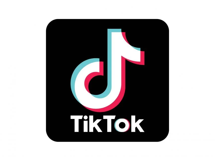 TikTok logo with a musical note design on a black background.