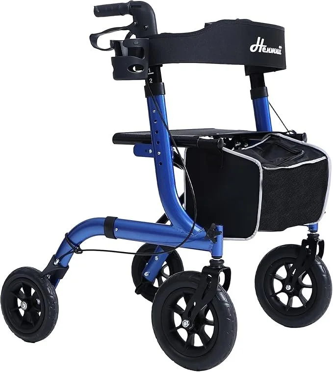Henmnii Heavy Duty Rollator Walker 10inch Rubber Wheels (Model: NHDR08)