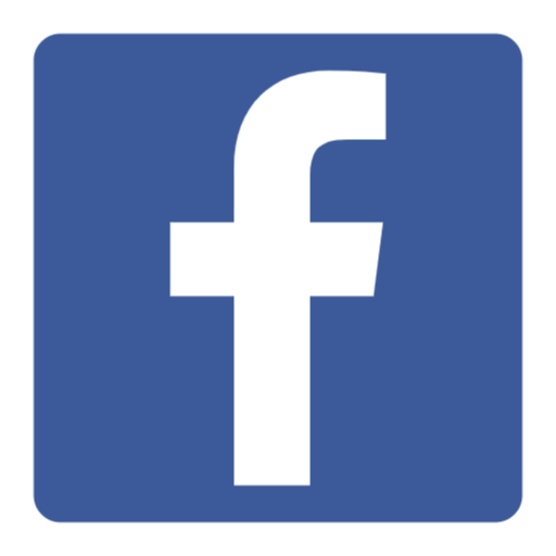 White lowercase 'f' on blue square, Facebook logo