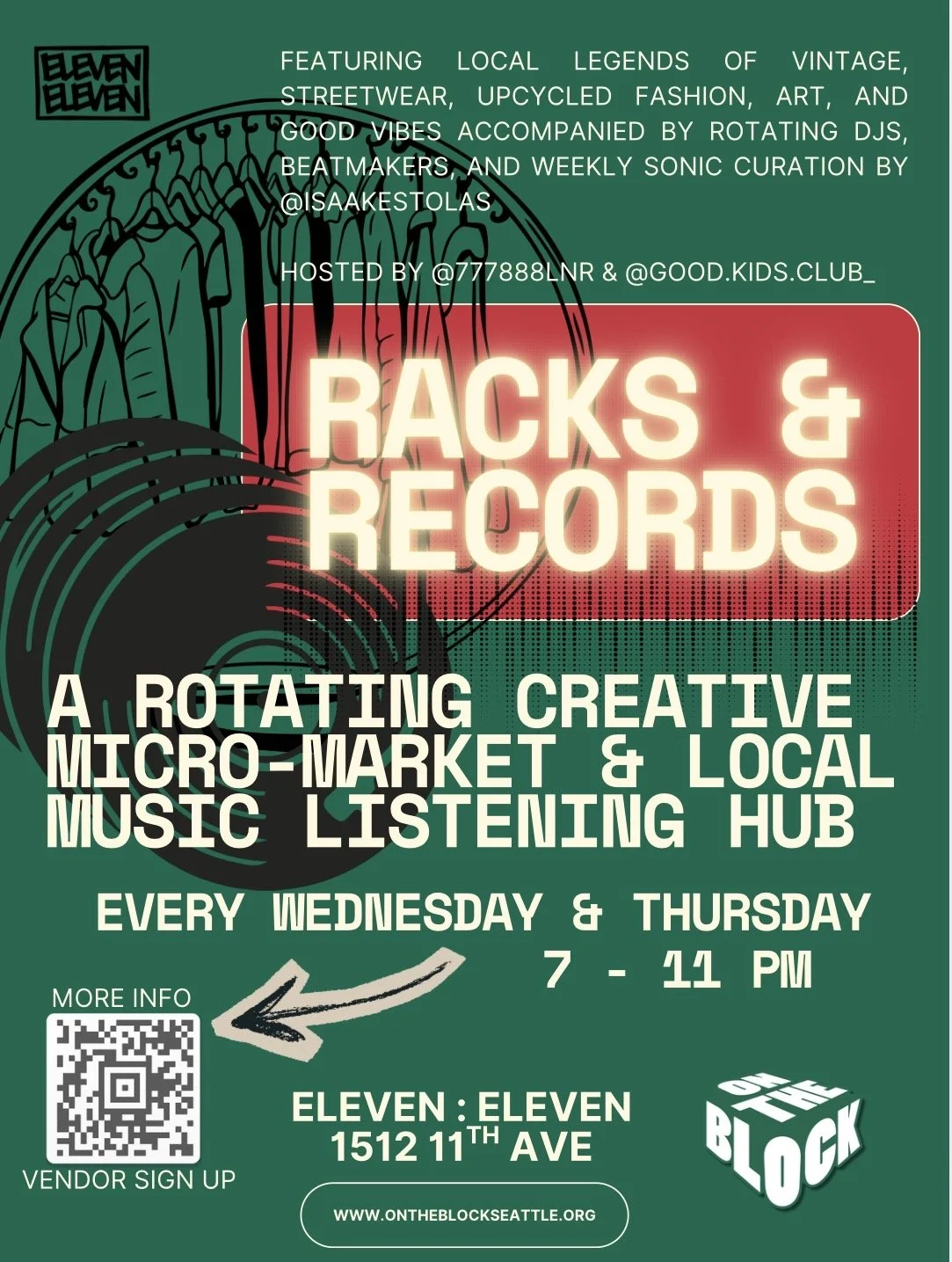 Racks & Records Vending Space (one Wed or Thurs night, 4 hours 7-11pm)