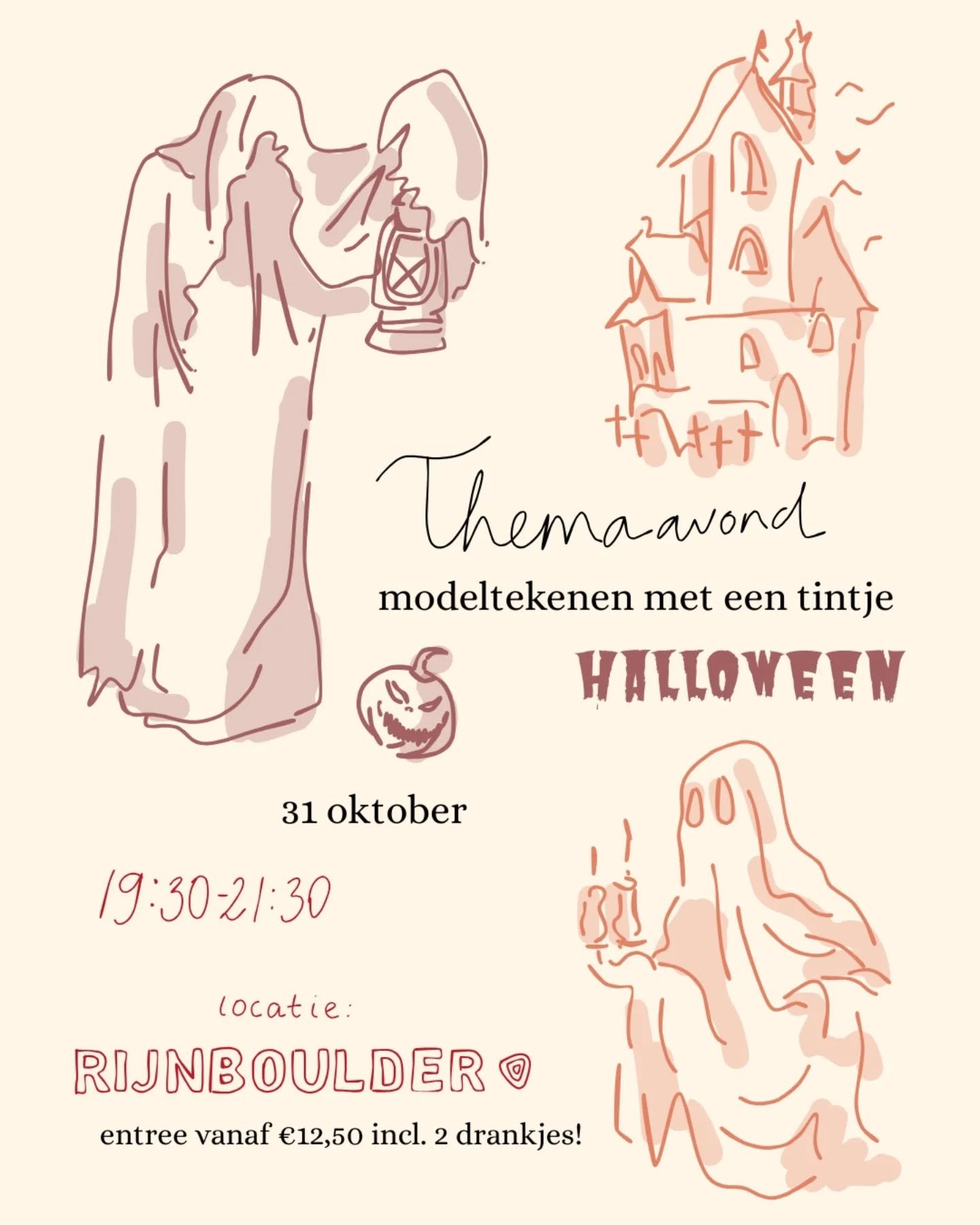 Voor deze Halloween thema avond hebben we een speciale samenwerking! 🎃👻
Een tekensessie zoals jullie hem van ons kennen, maar dan bij @rijnboulder 
Swipe voor meer informatie!🤍
🗓️31 oktober, 19:30-21:30
📍Boulder centrum Rijnboulder
PS: De stri