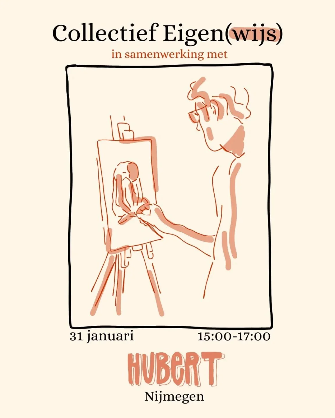 Kijk aan, kijk aan! 31 januari van 15:00 tot 17:00 hebben wij een ontzettend leuke samenwerking met @hubert.nijmegen 
Op hun locatie zullen wij een (naakt) modeltekensessie organiseren, zoals je van ons gewend bent. Hier hebben we meer ruimte en dus 