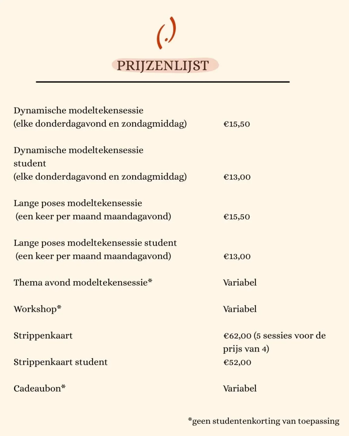 Onze PRIJZENLIJST 2026! Hier een duidelijk overzicht :) 
Er zijn een paar prijzen wat omlaag gegaan en dat delen we natuurlijk graag met jullie! Bij vragen mag je altijd contact met ons opnemen.

Ps. Wij zijn niet aangesloten bij Gelrepas of vergelij