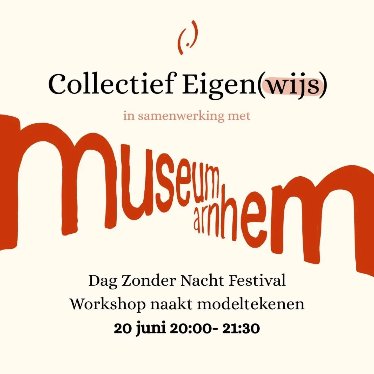 In samenwerking met Museum Arnhem, organiseren we tijdens het Dag zonder Nacht festival een workshop modeltekenen.
Er is ruimte voor 15 deelnemers en deelname is gratis. Let op! Je mag je aanmelden via de site van Museum Arnhem.