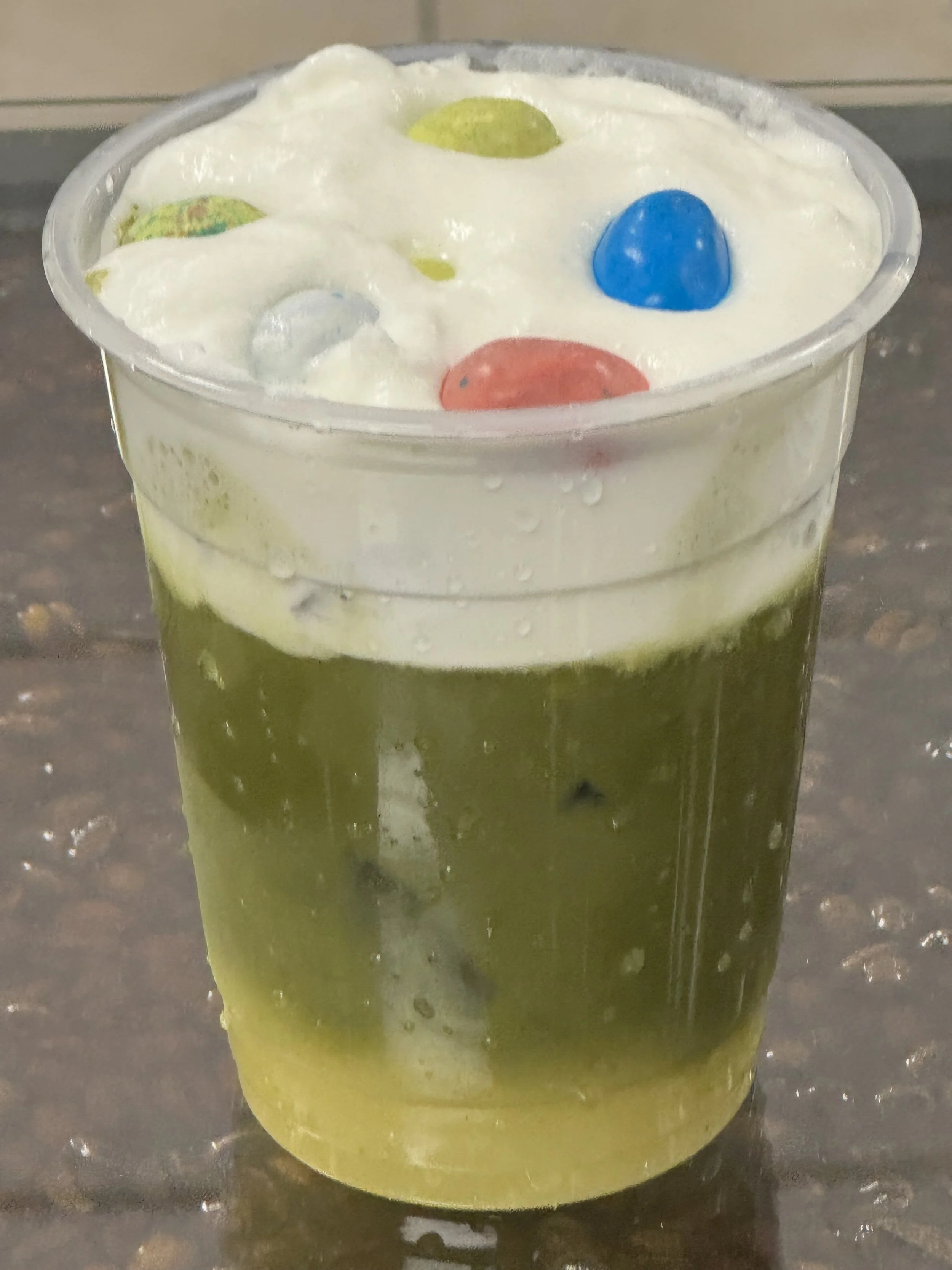 Layered matcha drinks
