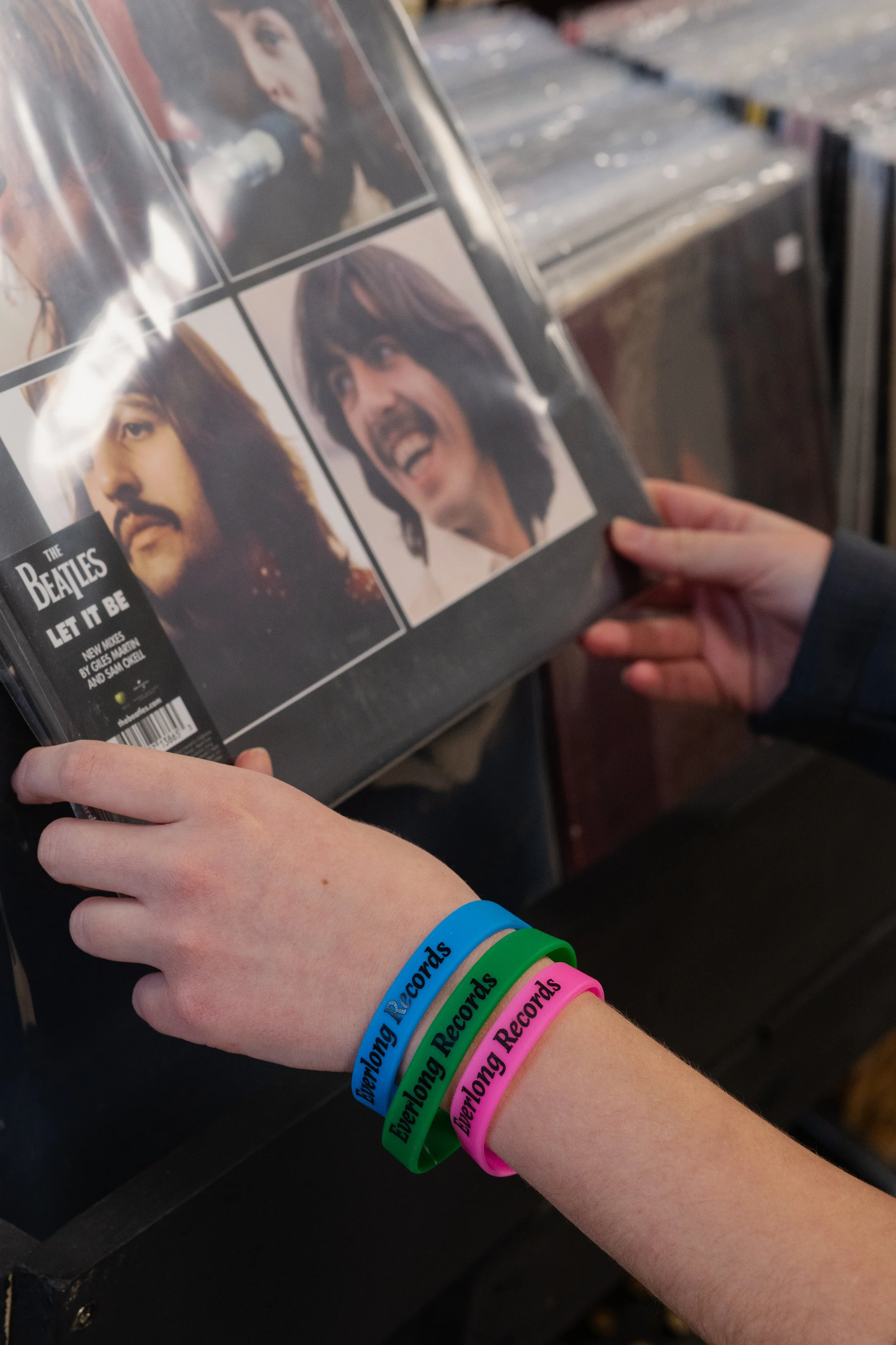 Record albums such as the The Beatles' "Let It Be" can be found at Everlong Records