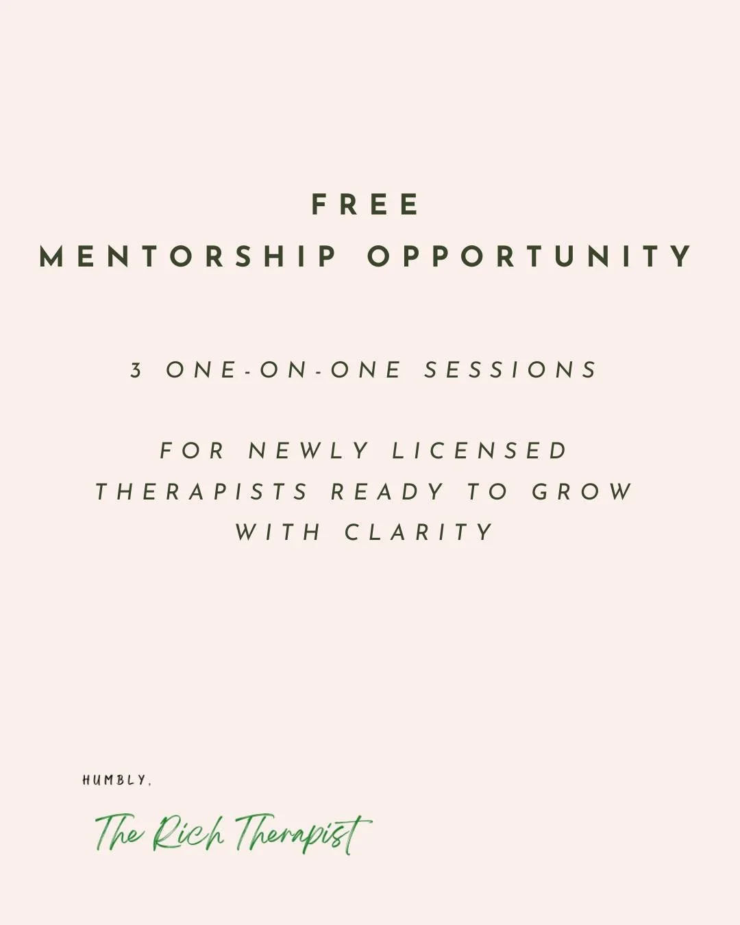 Newly licensed and feeling like you&rsquo;re figuring it out alone?

I&rsquo;ve been there.

That&rsquo;s why I&rsquo;m opening up 5 spots for a short-term mentorship series&mdash;3 one-on-one sessions focused on:
 &bull;  Navigating the field with c