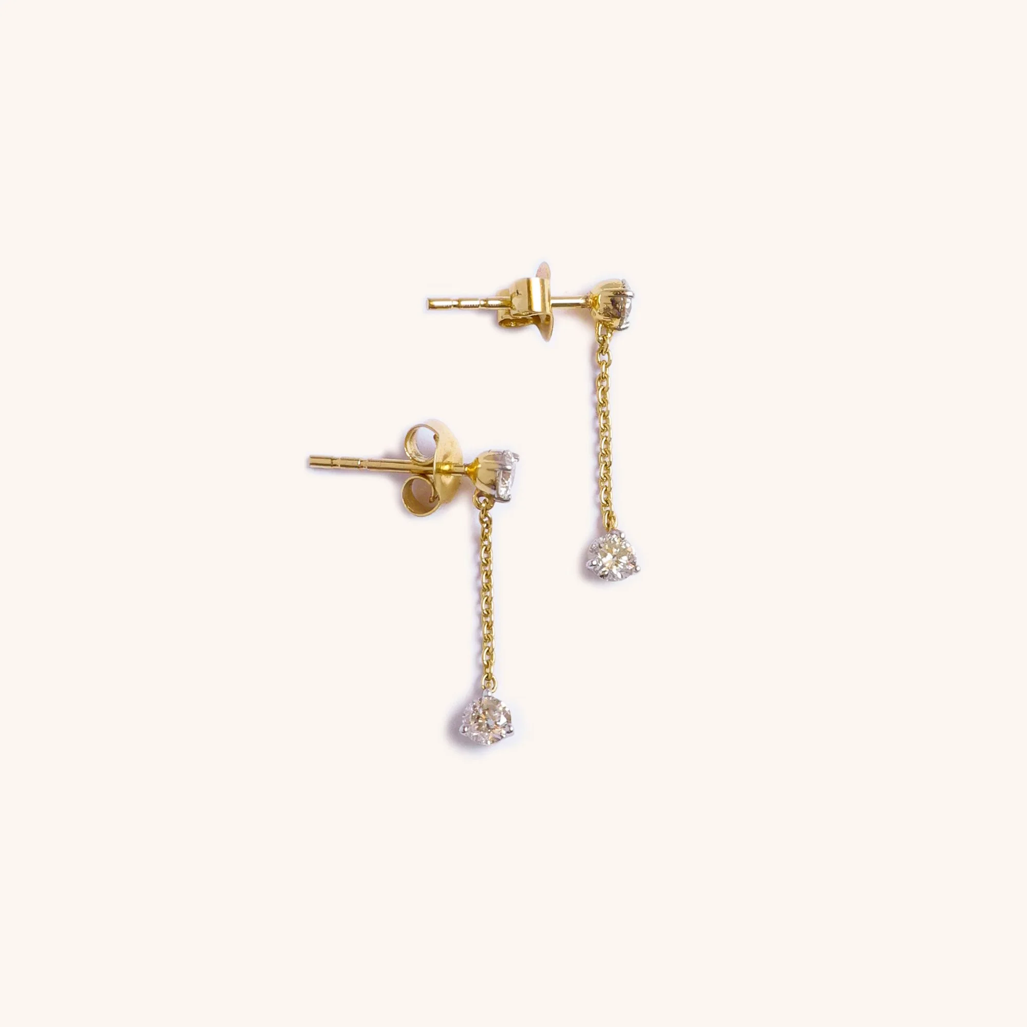 14K Solid gold threader with diamonds featuring hand-cut diamonds on fine gold chains by Zikr Fine Jewelry.