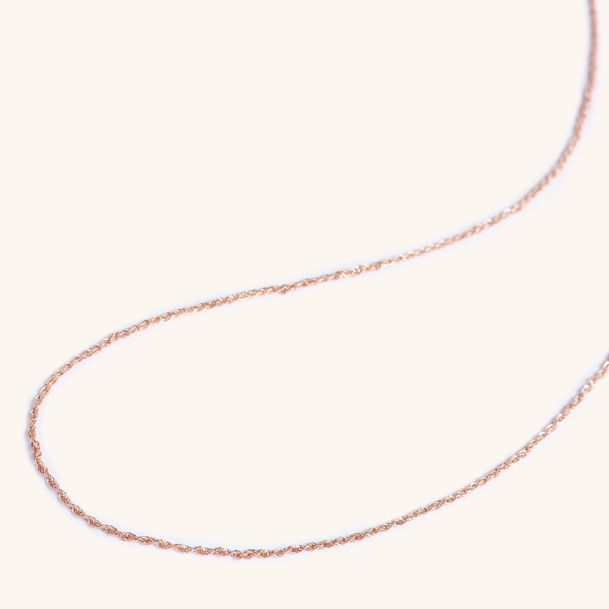 8K rose gold rope chain necklace, handcrafted luxury jewelry by Zikr Fine Jewelry.