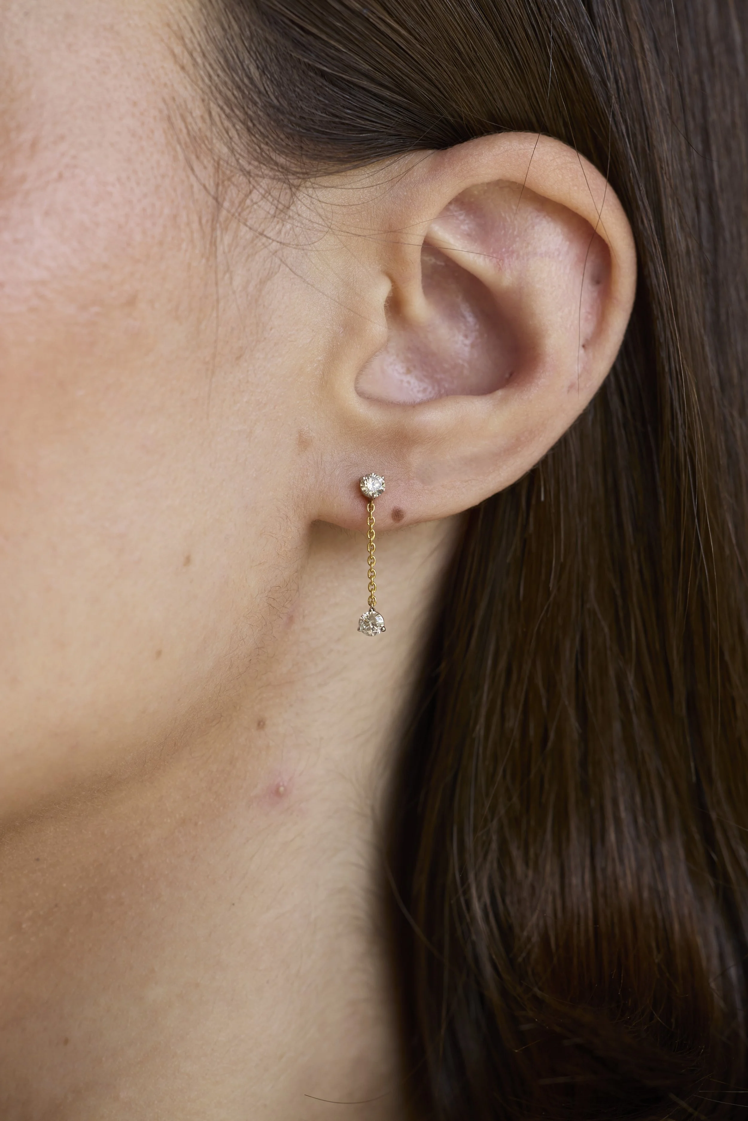 14K Solid gold threader with diamonds featuring hand-cut diamonds on fine gold chains by Zikr Fine Jewelry.
